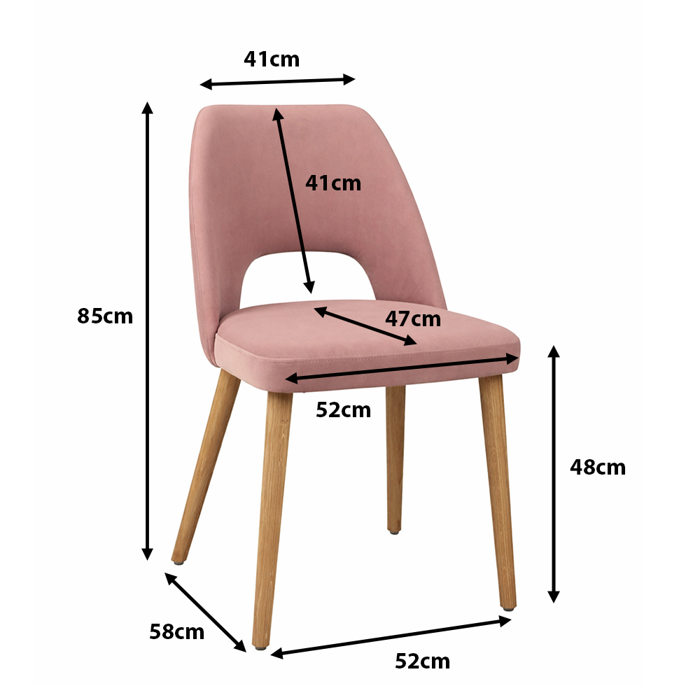 Vollpolsterstuhl mit Holzbeinen KDKS 200 - Bemassungen