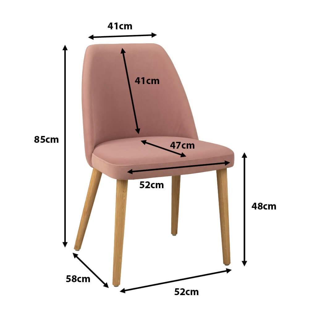 Vollpolsterstuhl mit Holzbeinen KDKS 100 - Bemassungen