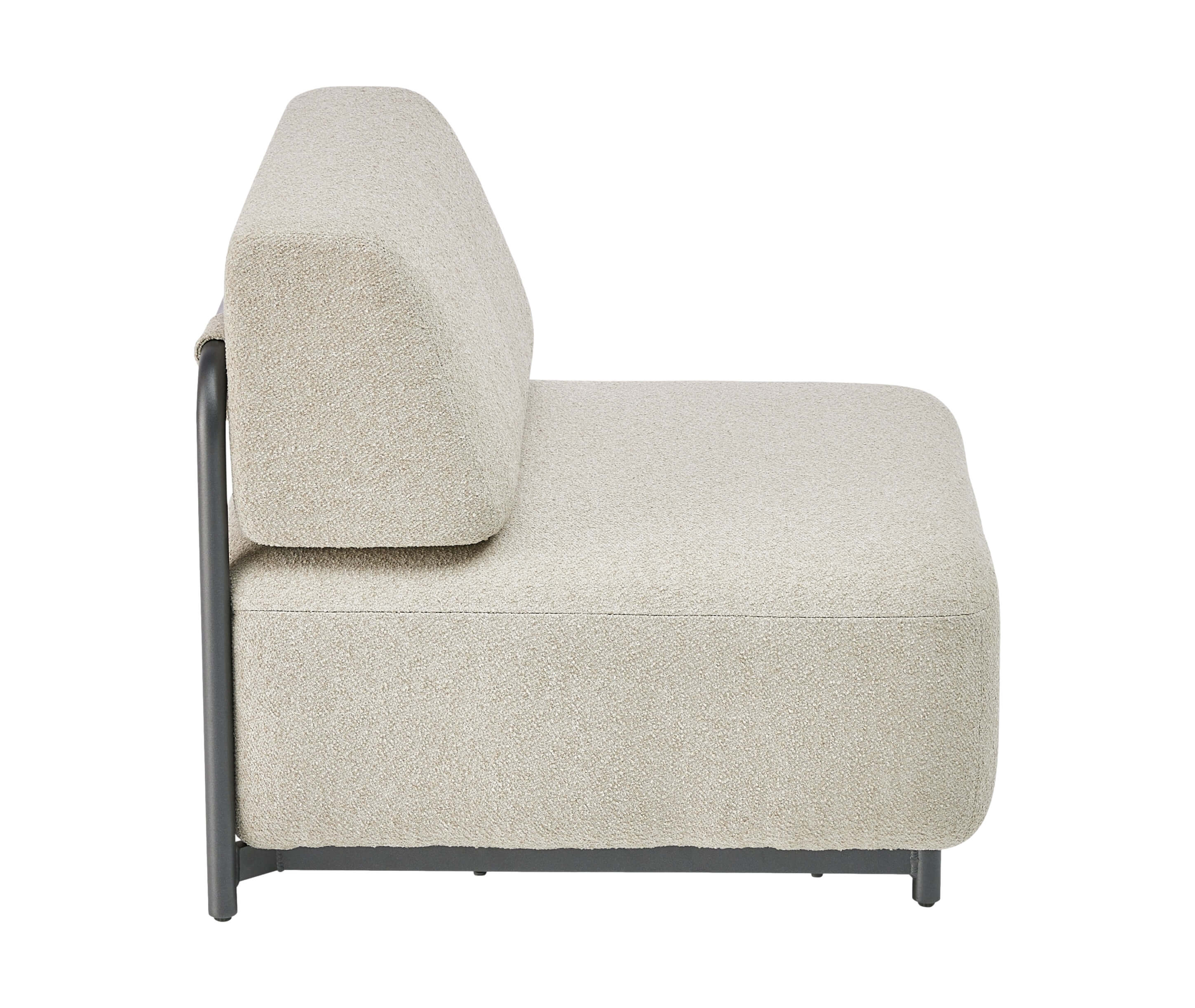 Sessel Lounge Mittelteil ohne Armlehnen mit Bouclé Stoff für Outdoor Lounge - Seitenansicht